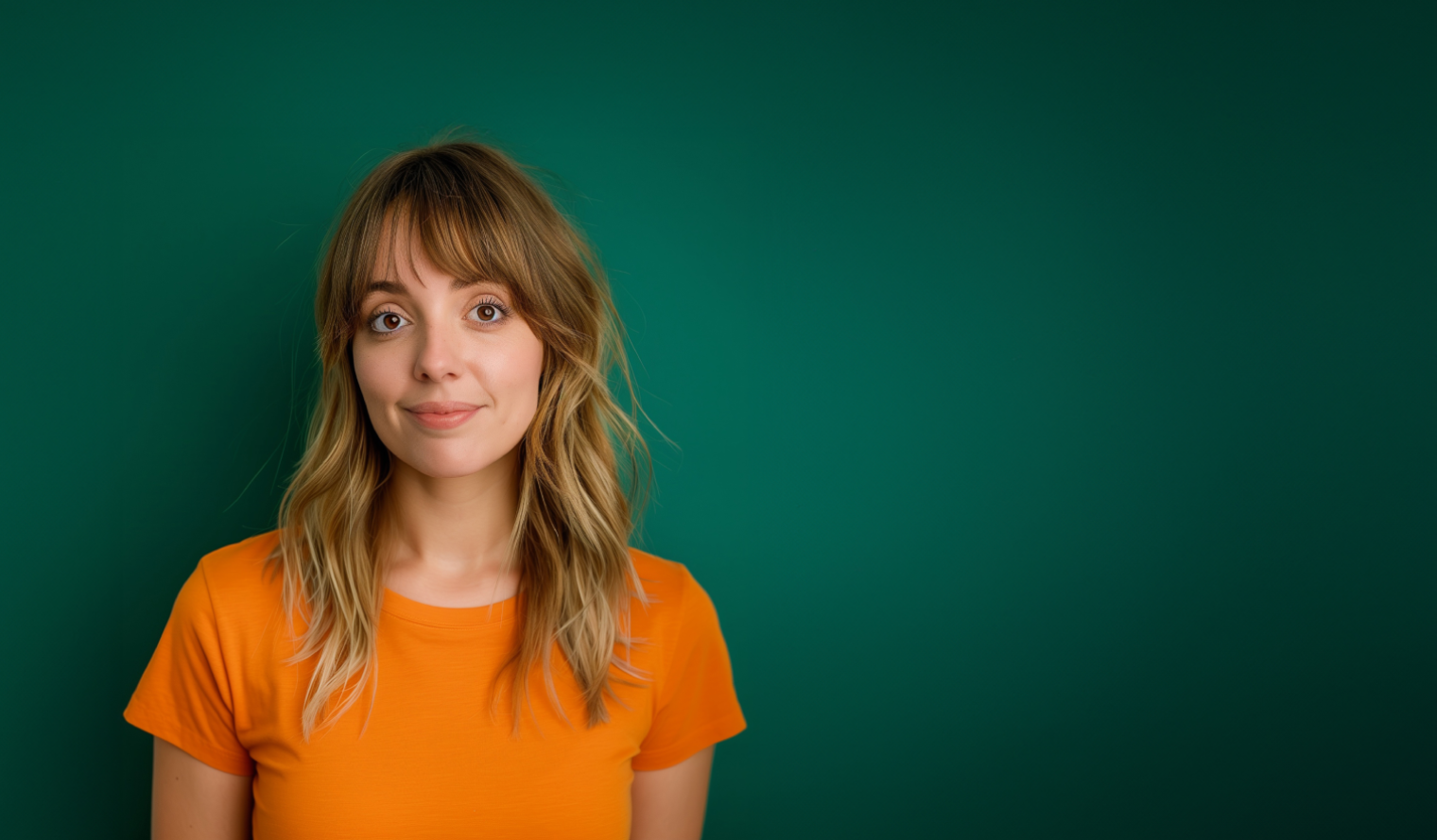 Frau auf grünem Hintergrund
